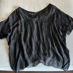 black short sleeve, v-neck shirt